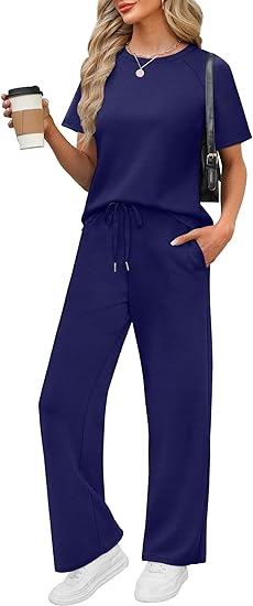 Sets for Women Resort Wear Travel Vacation Outfits Summer Short Sleeve Lounge Sets